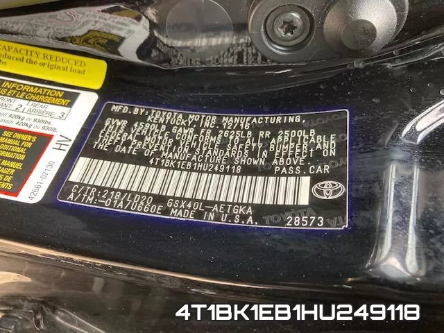 4T1BK1EB1HU249118 фото 2
