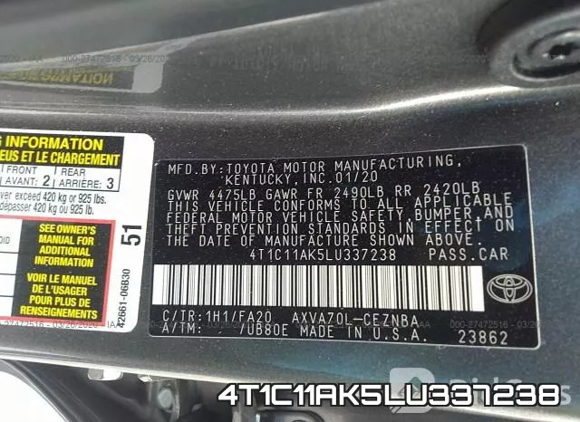 4T1C11AK5LU337238 фото 10