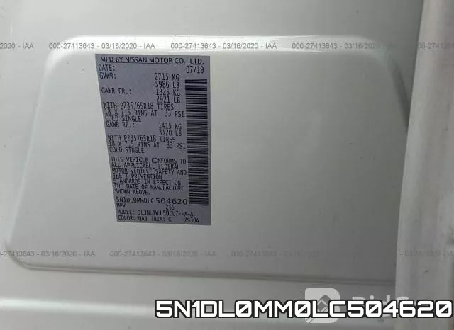 5N1DL0MM0LC504620 фото 10