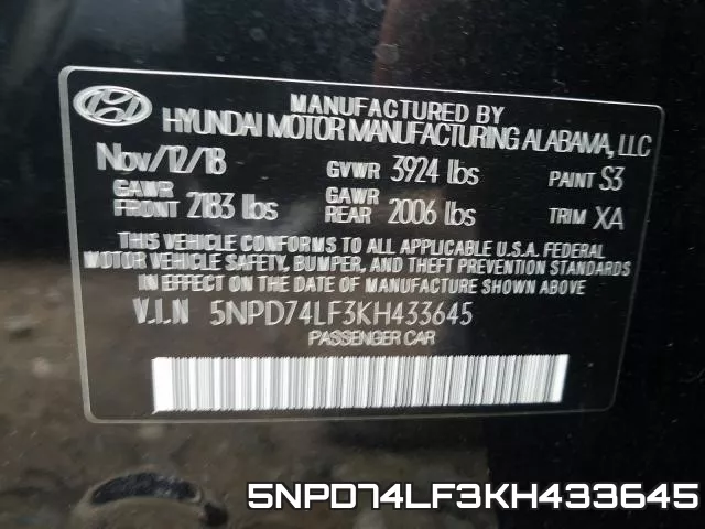 5NPD74LF3KH433645 фото 2