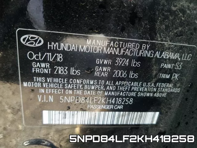 5NPD84LF2KH418258 фото 2