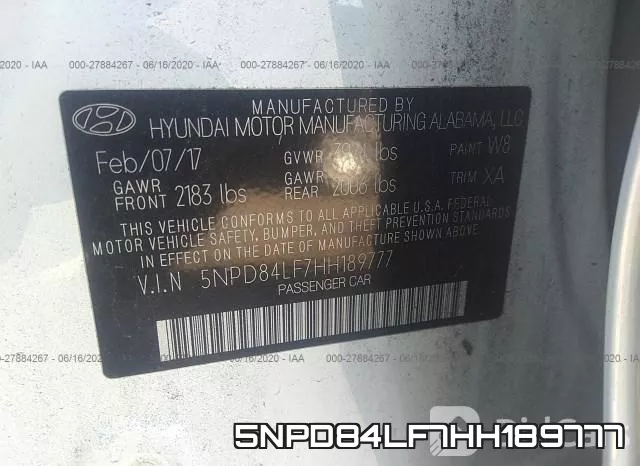 5NPD84LF7HH189777 фото 10