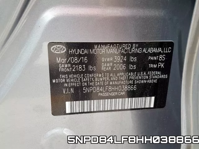 5NPD84LF8HH038866 фото 2