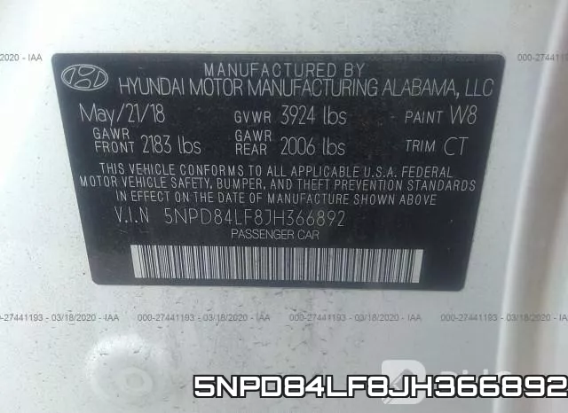 5NPD84LF8JH366892 фото 10