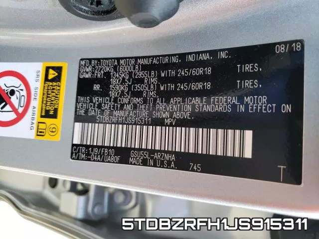 5TDBZRFH1JS915311 фото 2