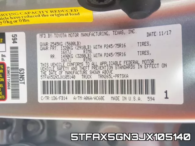 5TFAX5GN3JX105140 фото 2