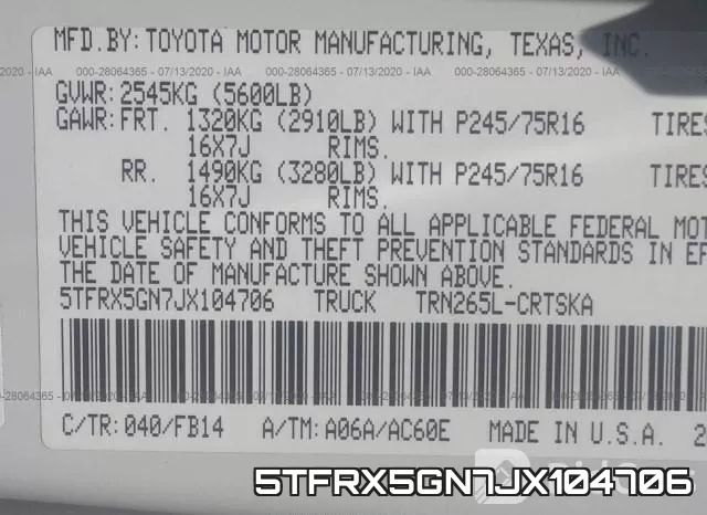 5TFRX5GN7JX104706 фото 10