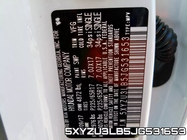 5XYZU3LB5JG531653 фото 2