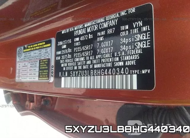5XYZU3LB8HG440340 фото 10