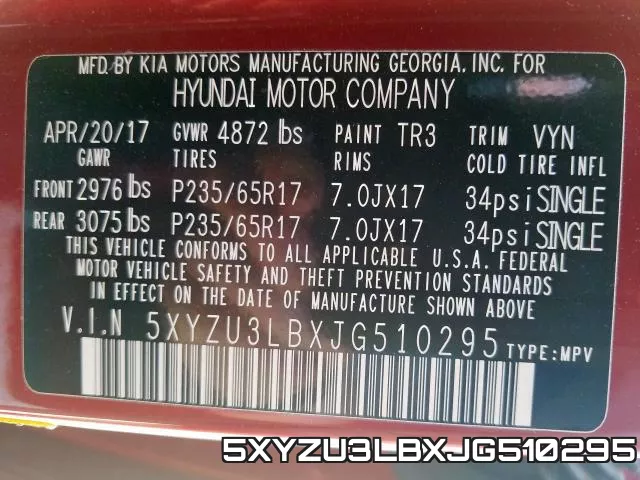 5XYZU3LBXJG510295 фото 2
