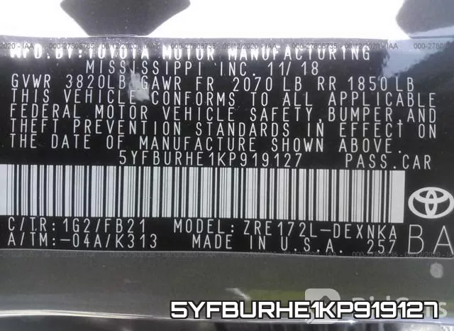 5YFBURHE1KP919127 фото 10