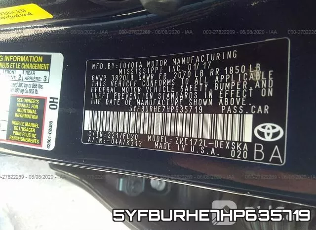 5YFBURHE7HP635719 фото 10