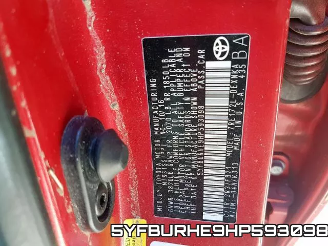 5YFBURHE9HP593098 фото 2