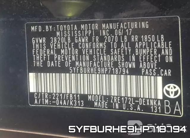 5YFBURHE9HP718794 фото 10