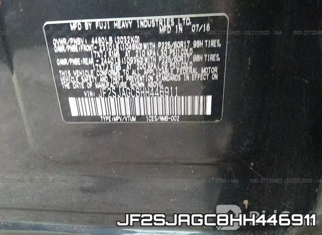 JF2SJAGC8HH446911 фото 10