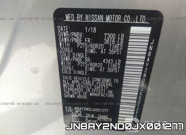 JN8AY2ND0JX001277 фото 10