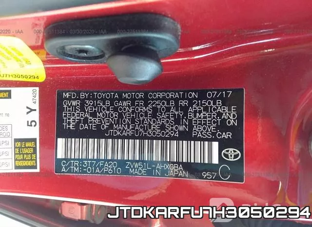 JTDKARFU7H3050294 фото 10