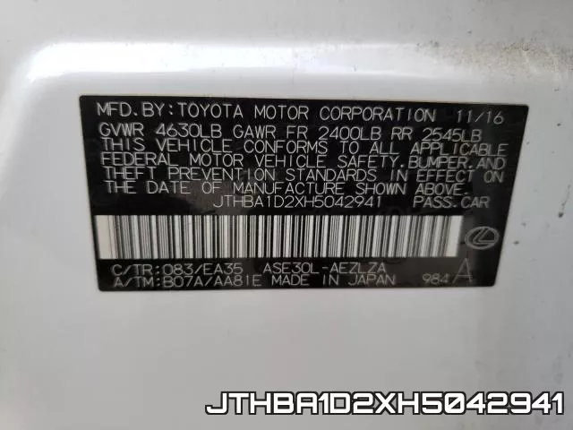 JTHBA1D2XH5042941 фото 2