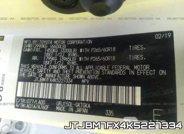 JTJBM7FX4K5227334 фото 10