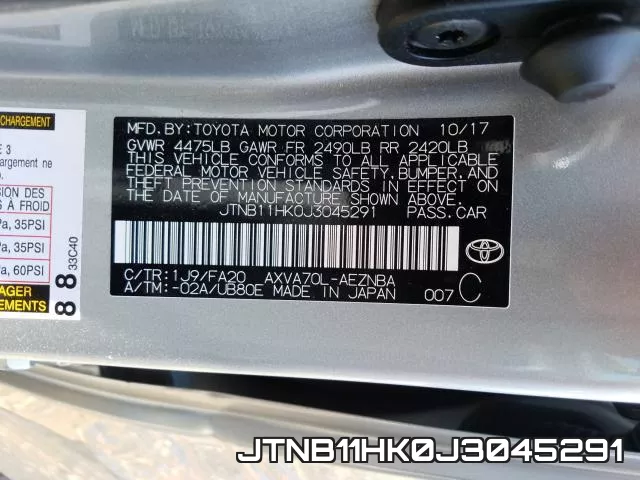 JTNB11HK0J3045291 фото 2