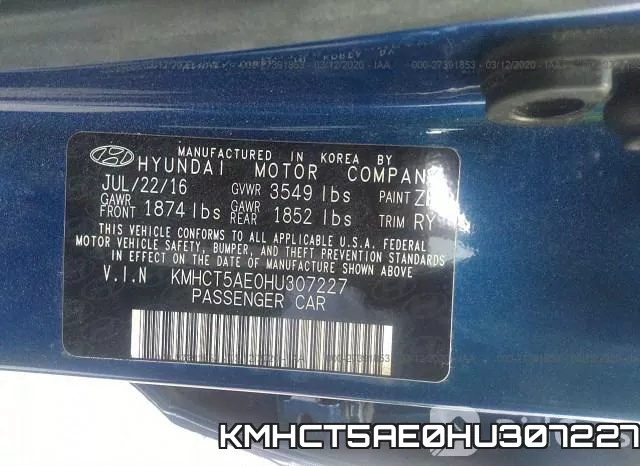 KMHCT5AE0HU307227 фото 10