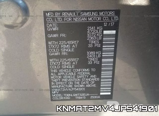 KNMAT2MV4JP541901 фото 10