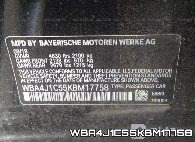 WBA4J1C55KBM17758 фото 10