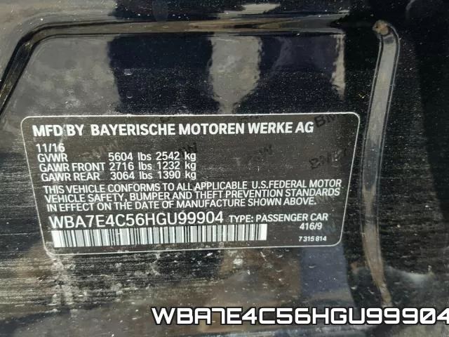 WBA7E4C56HGU99904 фото 2