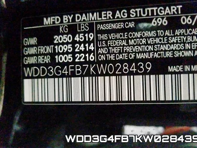 WDD3G4FB7KW028439 фото 2