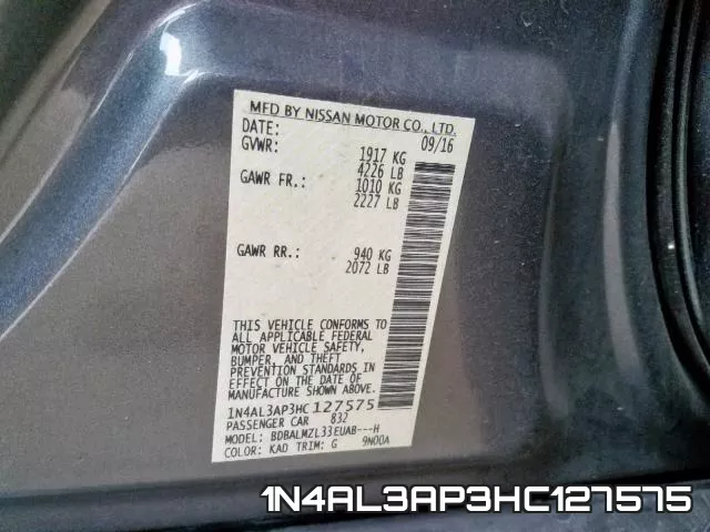 1N4AL3AP3HC127575 фото 2