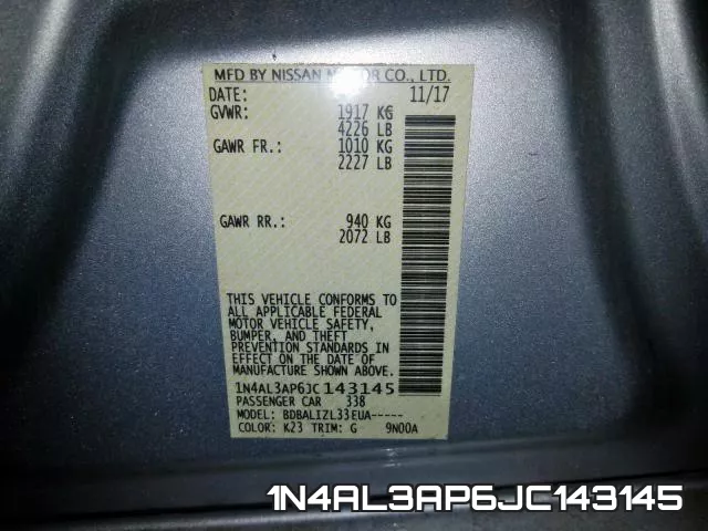 1N4AL3AP6JC143145 фото 2
