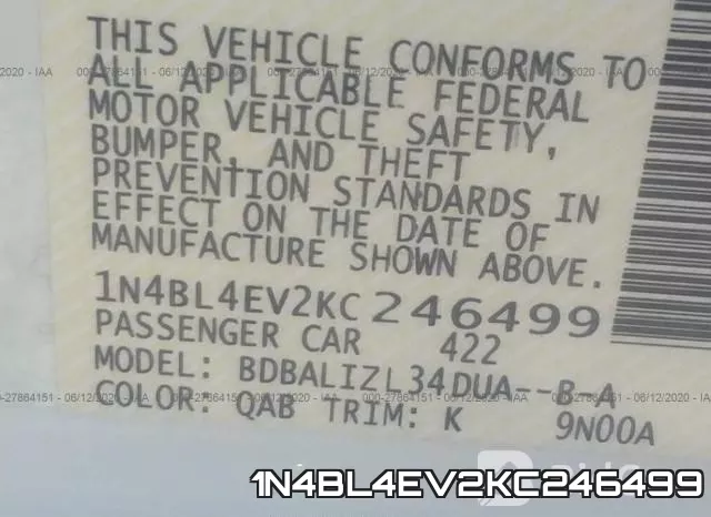 1N4BL4EV2KC246499 фото 10