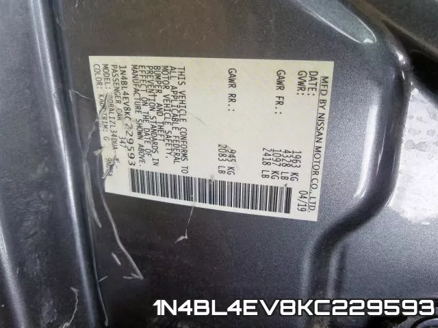 1N4BL4EV8KC229593 фото 2