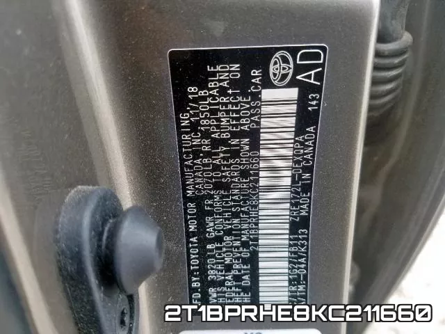 2T1BPRHE8KC211660 фото 2