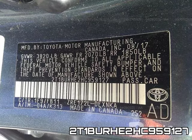 2T1BURHE2HC959127 фото 10