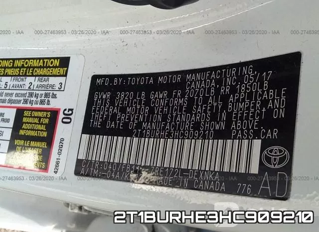 2T1BURHE3HC909210 фото 10