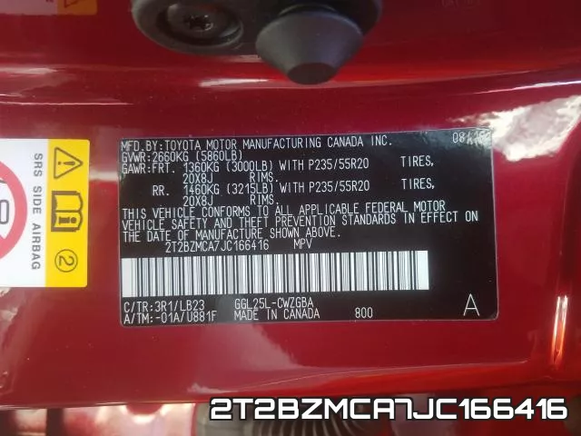 2T2BZMCA7JC166416 фото 2