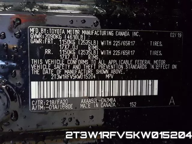 2T3W1RFV5KW015204 фото 2