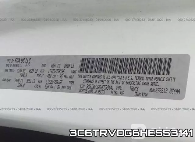 3C6TRVDG6HE553141 фото 10