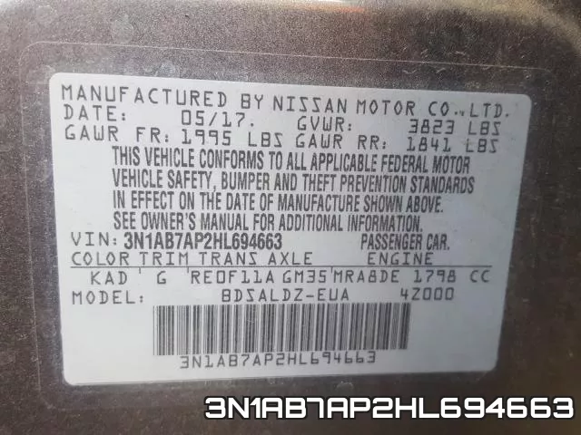 3N1AB7AP2HL694663 фото 2