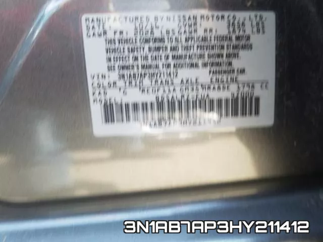 3N1AB7AP3HY211412 фото 2