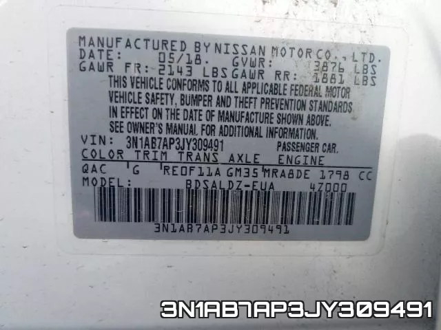3N1AB7AP3JY309491 фото 2
