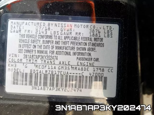 3N1AB7AP3KY202474 фото 2