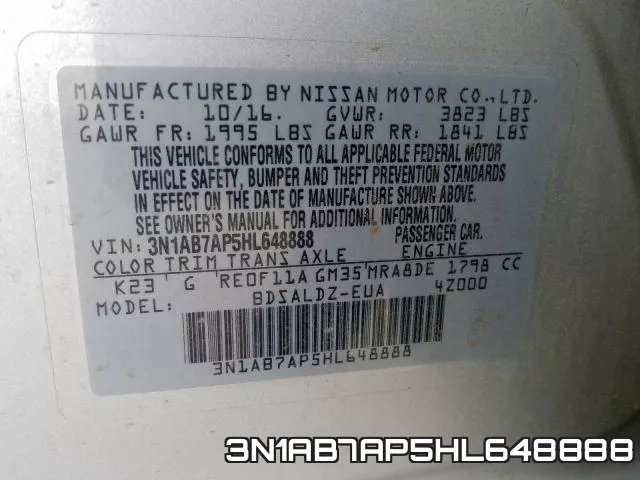 3N1AB7AP5HL648888 фото 2