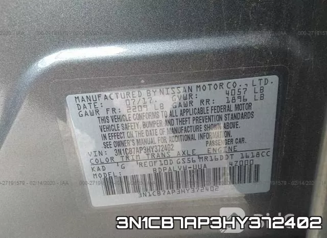 3N1CB7AP3HY372402 фото 10