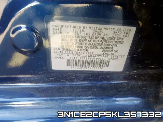 3N1CE2CP5KL357332 фото 2