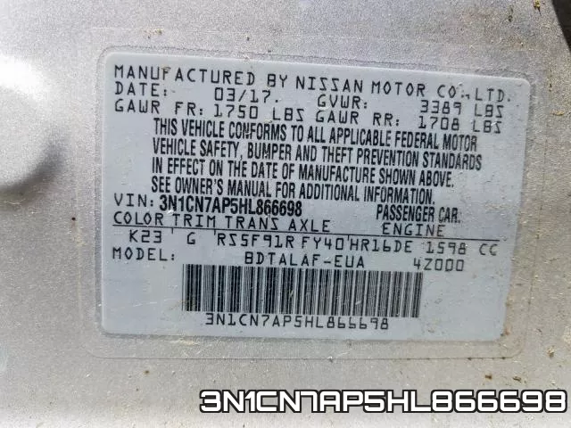 3N1CN7AP5HL866698 фото 2
