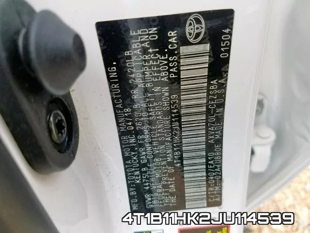 4T1B11HK2JU114539 фото 2