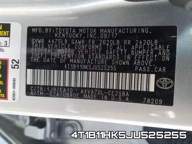 4T1B11HK5JU525255 фото 2