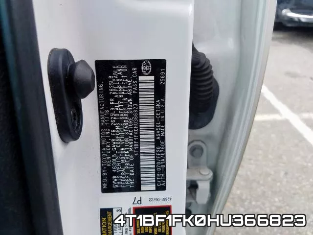 4T1BF1FK0HU366823 фото 2